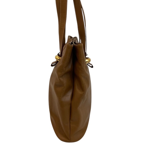 Vintage Fendi Caramel Tote Bag w/ COA Gold Hardware Pequin Stripes Authentic Y2K - Picture 7 of 16